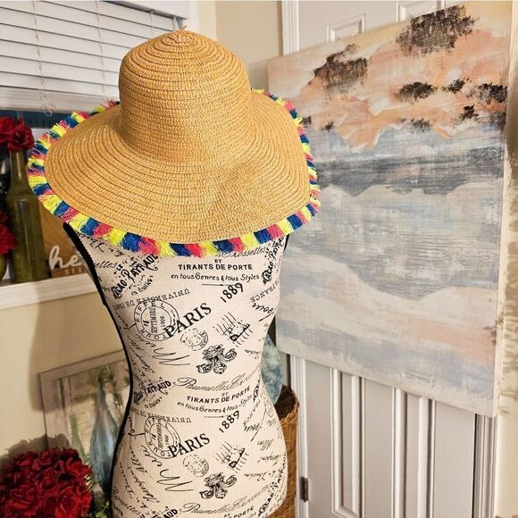 New TrendyFiesta Style Wide Brim Paper Beach Hat.